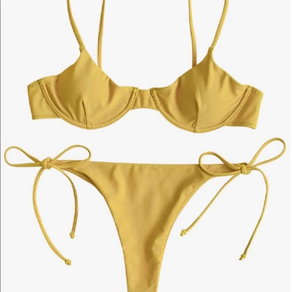 underwire push up tie side string bikini swimsuit - Picture 2 of 6